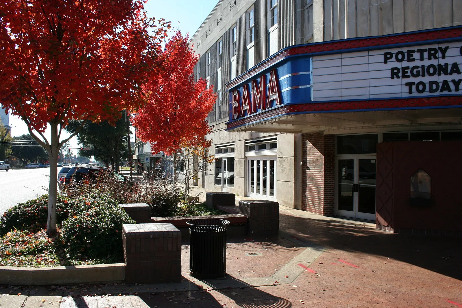 The Bama Theatre on Greensboro Avenue, which shares its building with Tuscaloosa City Hall.