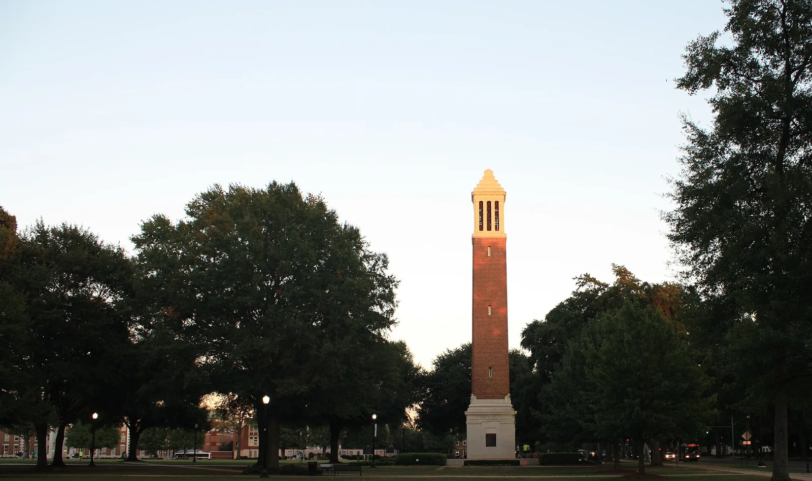 Denny Chimes on the University of Alabama Quad, where the Alabama Panhellenic Association held its 2026 community Easter egg hunt.