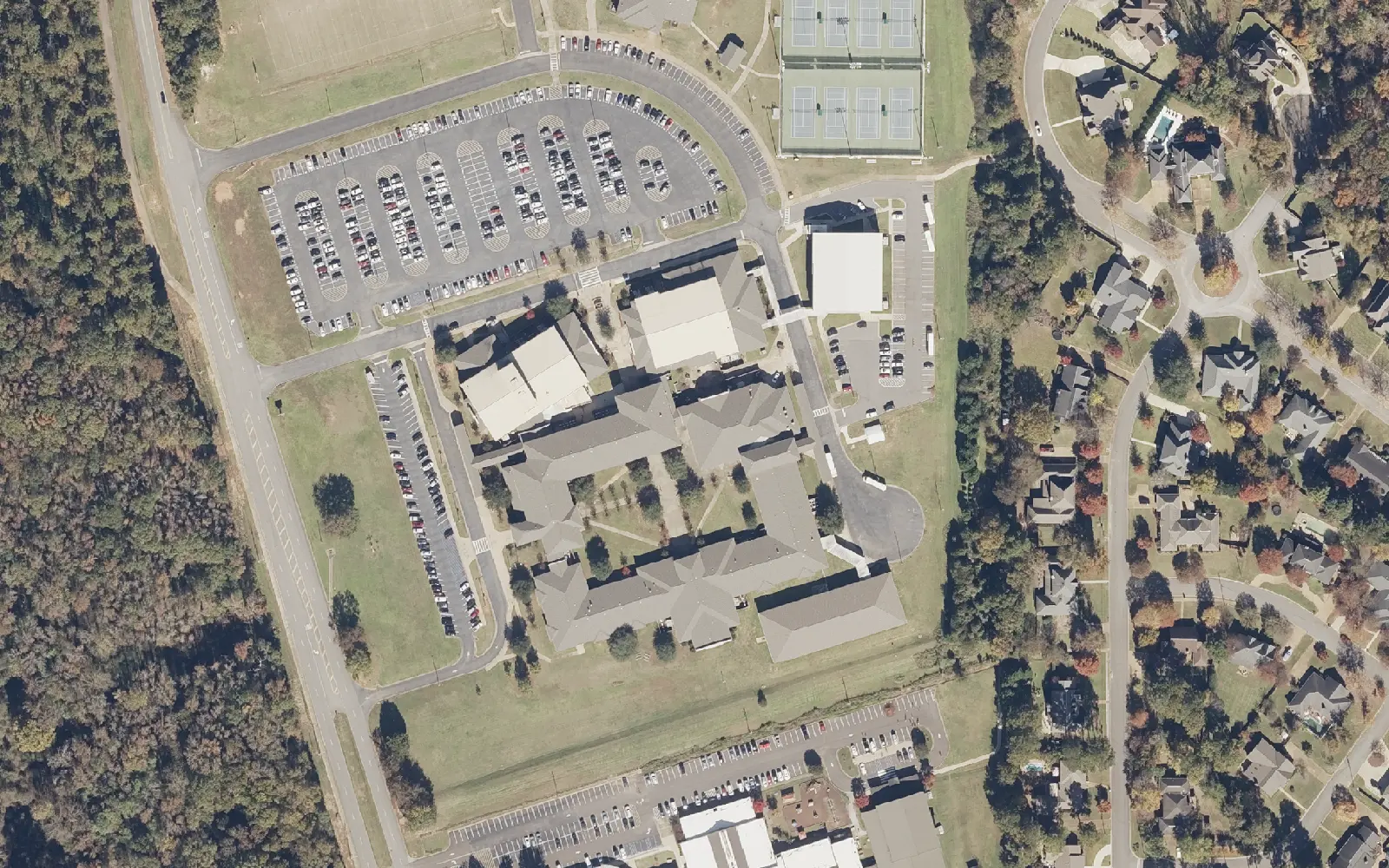 Northridge High School's campus on Northridge Road in north Tuscaloosa, seen from the air in 2021
