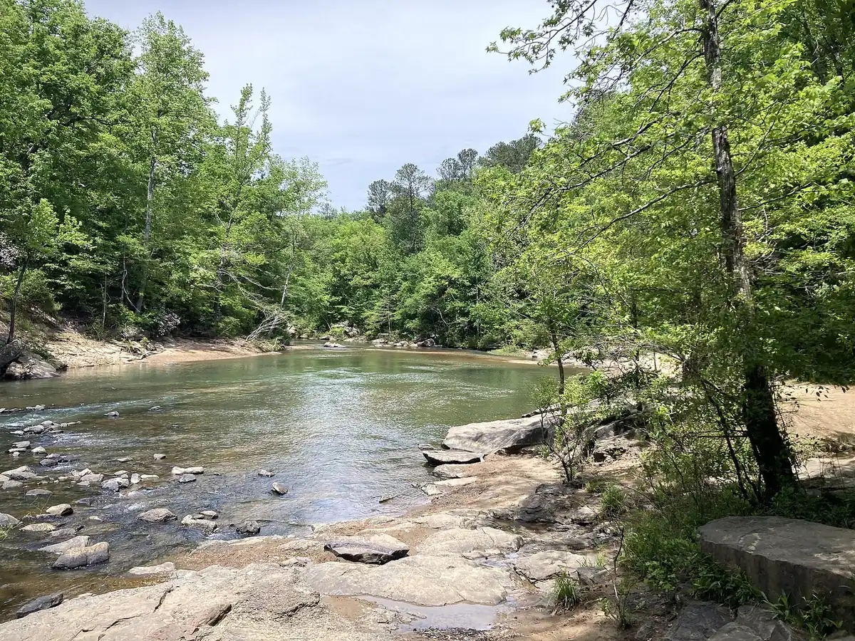 The shoals on Hurricane Creek at the entrance to the county's Hurricane Creek Park, east of Tuscaloosa.