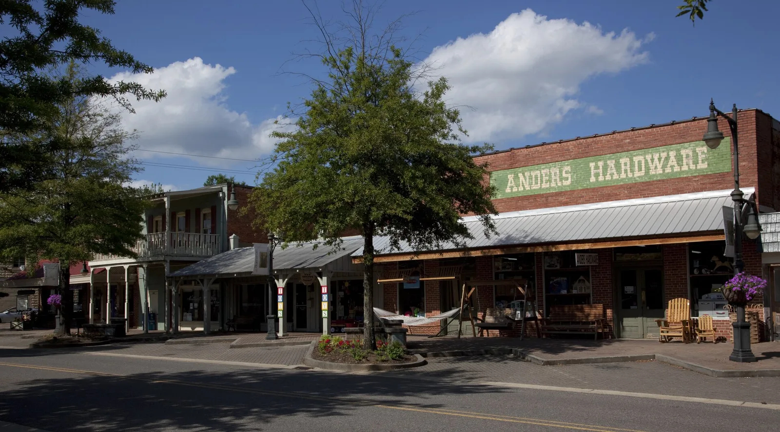 Storefronts on a street in the historic downtown of Northport, across the Black Warrior River from Tuscaloosa.
