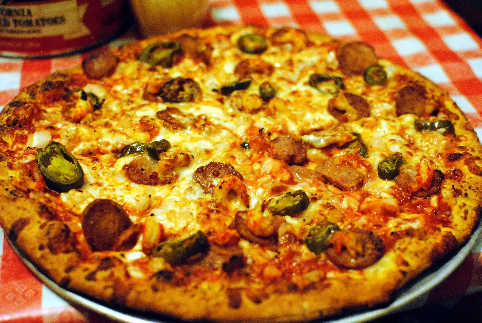 A Cajun pizza at Sam & Greg's Pizzeria in Huntsville, Ala.